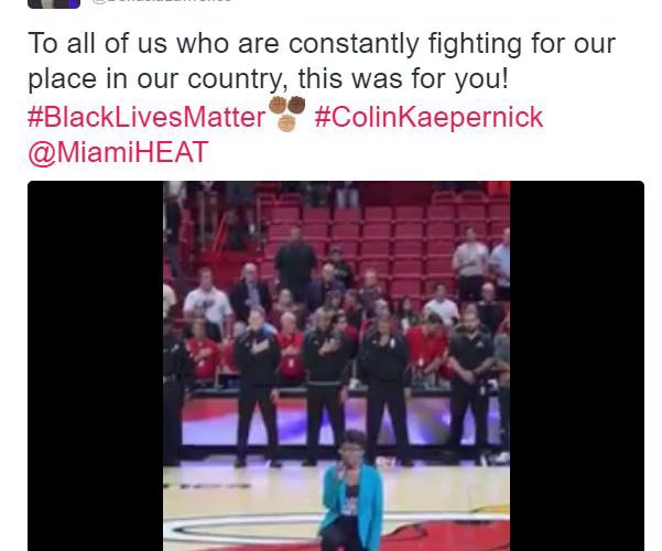 National Anthem Singer Bows on Knee for Anthem, Wore Black Lives Matter Shirt